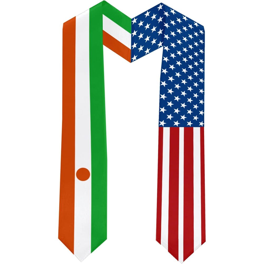 7374 2025 Niger Flag and USA Flag Graduation Stole Graduation Sash